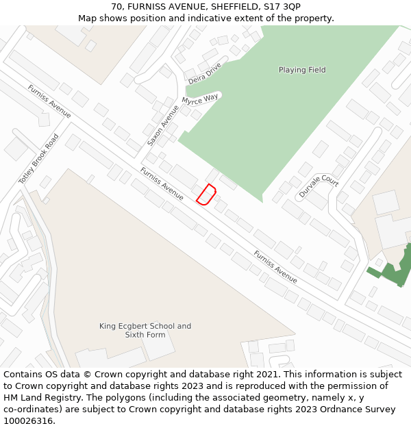 70, FURNISS AVENUE, SHEFFIELD, S17 3QP: Location map and indicative extent of plot