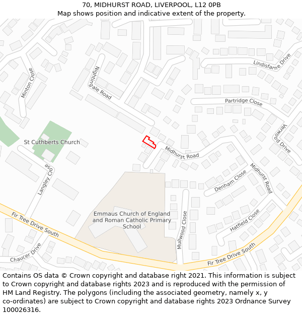 70, MIDHURST ROAD, LIVERPOOL, L12 0PB: Location map and indicative extent of plot