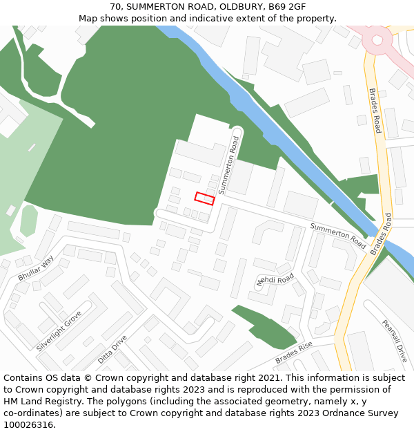70, SUMMERTON ROAD, OLDBURY, B69 2GF: Location map and indicative extent of plot