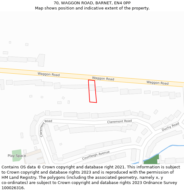 70, WAGGON ROAD, BARNET, EN4 0PP: Location map and indicative extent of plot