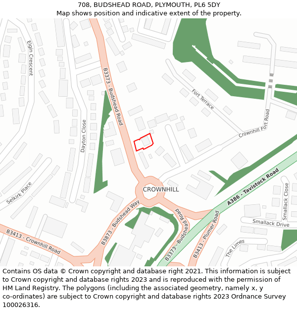 708, BUDSHEAD ROAD, PLYMOUTH, PL6 5DY: Location map and indicative extent of plot