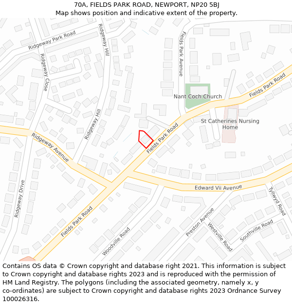 70A, FIELDS PARK ROAD, NEWPORT, NP20 5BJ: Location map and indicative extent of plot