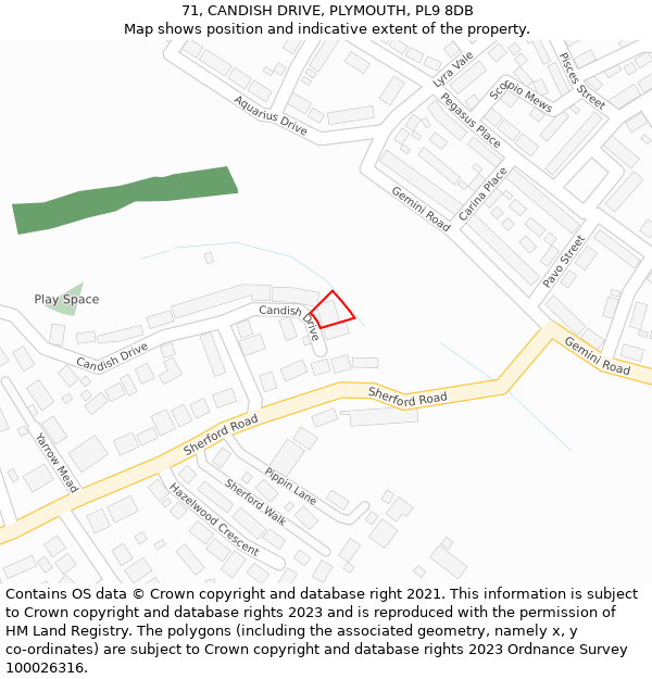 71, CANDISH DRIVE, PLYMOUTH, PL9 8DB: Location map and indicative extent of plot