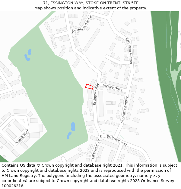 71, ESSINGTON WAY, STOKE-ON-TRENT, ST6 5EE: Location map and indicative extent of plot