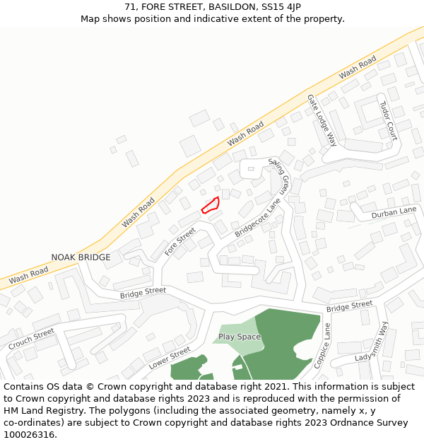 71, FORE STREET, BASILDON, SS15 4JP: Location map and indicative extent of plot
