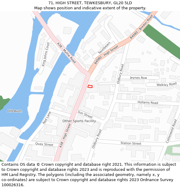 71, HIGH STREET, TEWKESBURY, GL20 5LD: Location map and indicative extent of plot