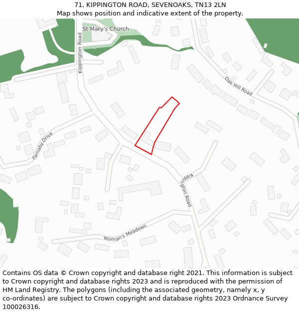 71, KIPPINGTON ROAD, SEVENOAKS, TN13 2LN: Location map and indicative extent of plot
