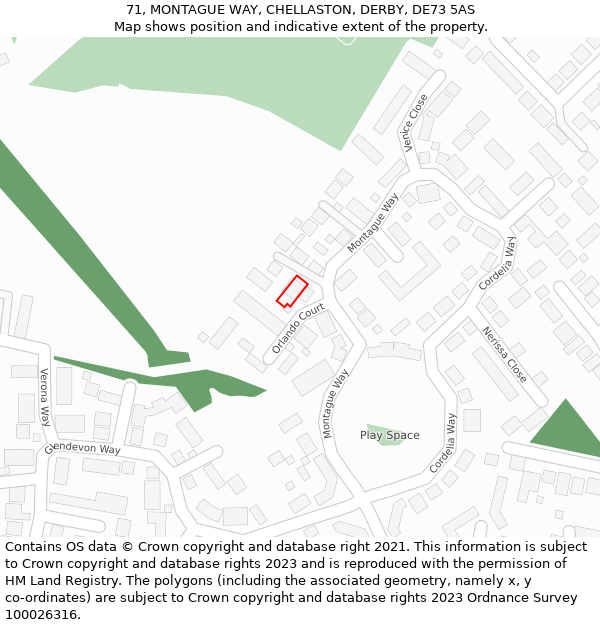 71, MONTAGUE WAY, CHELLASTON, DERBY, DE73 5AS: Location map and indicative extent of plot