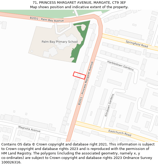 71, PRINCESS MARGARET AVENUE, MARGATE, CT9 3EF: Location map and indicative extent of plot