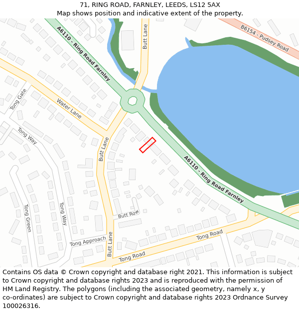 71, RING ROAD, FARNLEY, LEEDS, LS12 5AX: Location map and indicative extent of plot