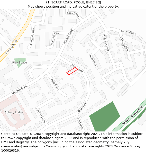 71, SCARF ROAD, POOLE, BH17 8QJ: Location map and indicative extent of plot