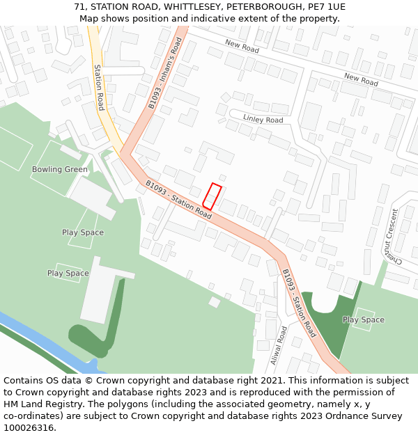 71, STATION ROAD, WHITTLESEY, PETERBOROUGH, PE7 1UE: Location map and indicative extent of plot