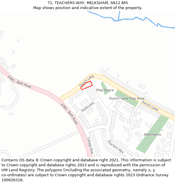 71, TEACHERS WAY, MELKSHAM, SN12 8FA: Location map and indicative extent of plot