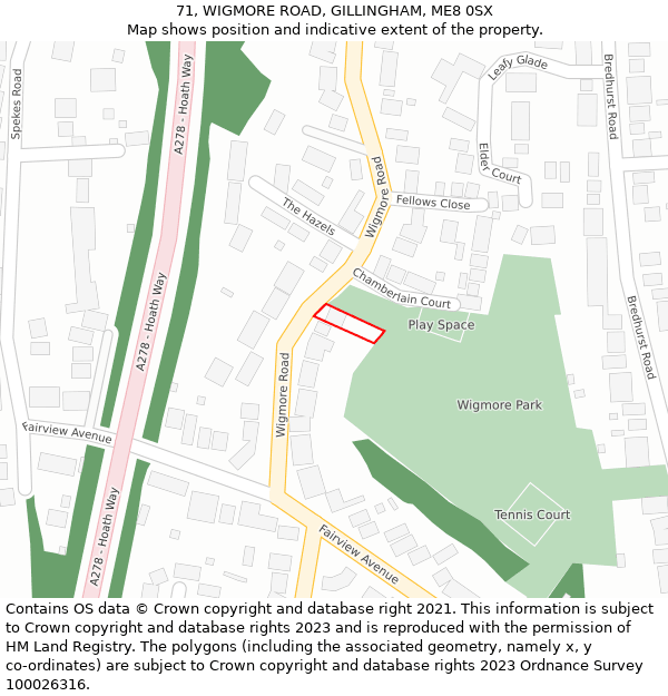 71, WIGMORE ROAD, GILLINGHAM, ME8 0SX: Location map and indicative extent of plot