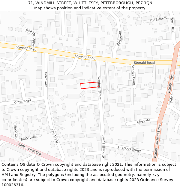 71, WINDMILL STREET, WHITTLESEY, PETERBOROUGH, PE7 1QN: Location map and indicative extent of plot