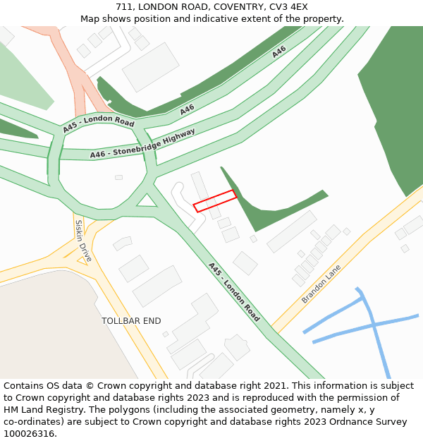 711, LONDON ROAD, COVENTRY, CV3 4EX: Location map and indicative extent of plot