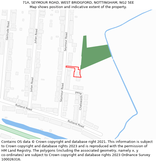 71A, SEYMOUR ROAD, WEST BRIDGFORD, NOTTINGHAM, NG2 5EE: Location map and indicative extent of plot