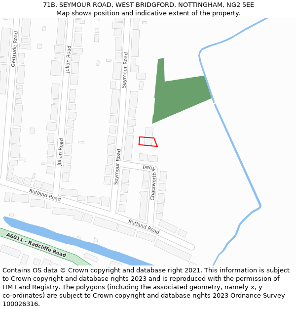 71B, SEYMOUR ROAD, WEST BRIDGFORD, NOTTINGHAM, NG2 5EE: Location map and indicative extent of plot