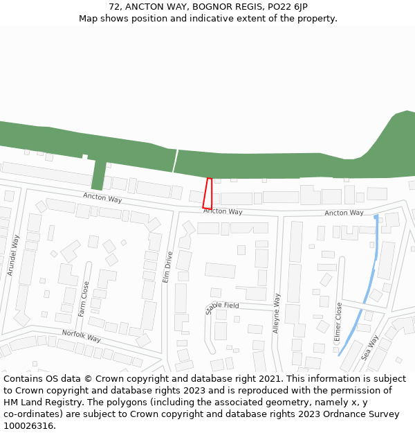 72, ANCTON WAY, BOGNOR REGIS, PO22 6JP: Location map and indicative extent of plot