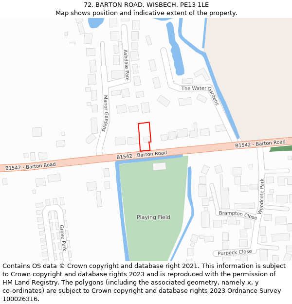 72, BARTON ROAD, WISBECH, PE13 1LE: Location map and indicative extent of plot