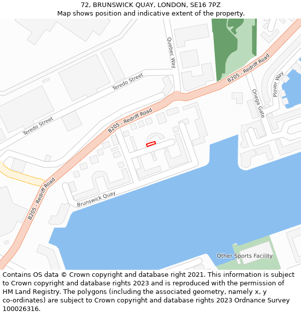 72, BRUNSWICK QUAY, LONDON, SE16 7PZ: Location map and indicative extent of plot