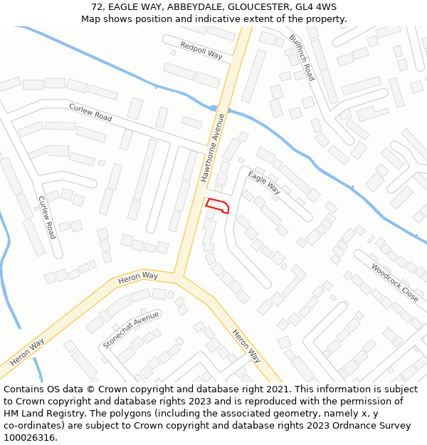 72, EAGLE WAY, ABBEYDALE, GLOUCESTER, GL4 4WS: Location map and indicative extent of plot