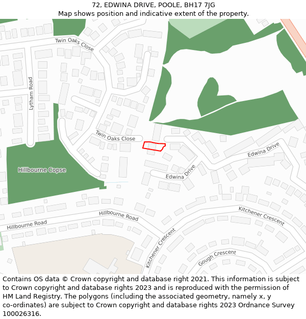 72, EDWINA DRIVE, POOLE, BH17 7JG: Location map and indicative extent of plot