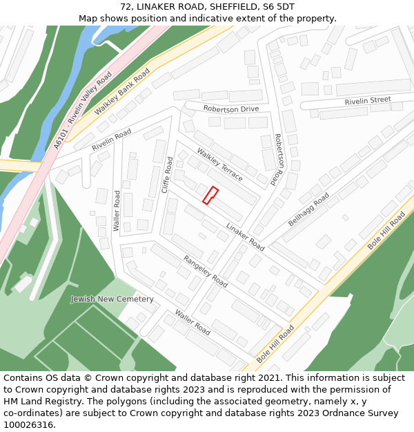 72, LINAKER ROAD, SHEFFIELD, S6 5DT: Location map and indicative extent of plot