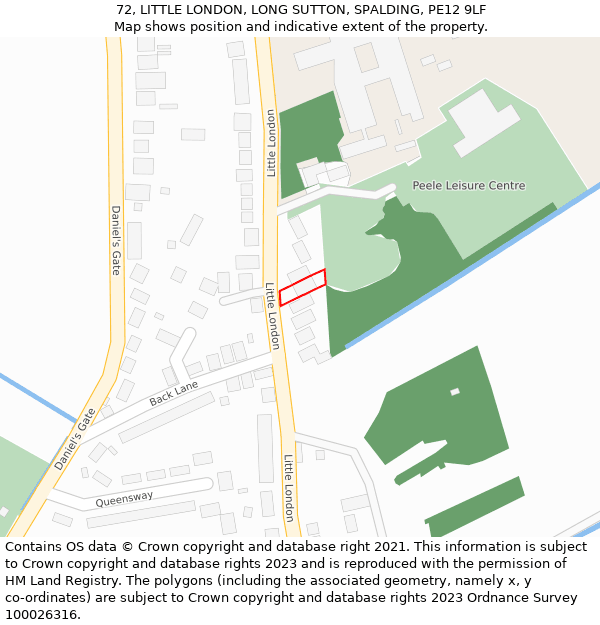 72, LITTLE LONDON, LONG SUTTON, SPALDING, PE12 9LF: Location map and indicative extent of plot