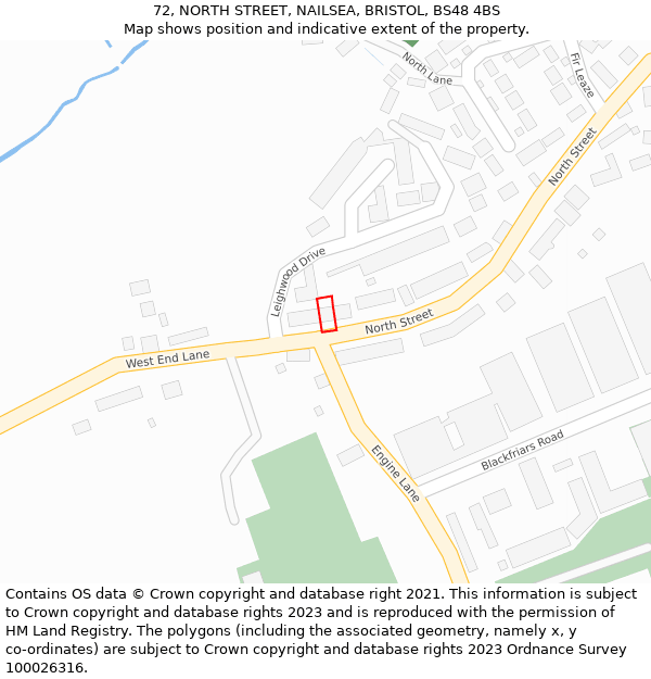 72, NORTH STREET, NAILSEA, BRISTOL, BS48 4BS: Location map and indicative extent of plot