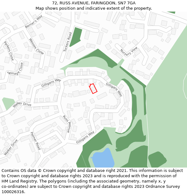 72, RUSS AVENUE, FARINGDON, SN7 7GA: Location map and indicative extent of plot