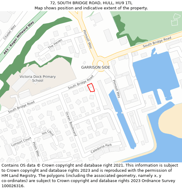 72, SOUTH BRIDGE ROAD, HULL, HU9 1TL: Location map and indicative extent of plot