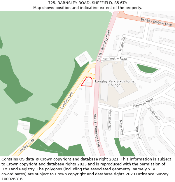 725, BARNSLEY ROAD, SHEFFIELD, S5 6TA: Location map and indicative extent of plot