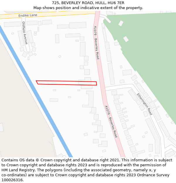 725, BEVERLEY ROAD, HULL, HU6 7ER: Location map and indicative extent of plot