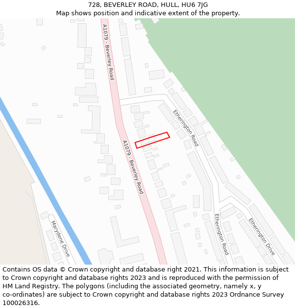 728, BEVERLEY ROAD, HULL, HU6 7JG: Location map and indicative extent of plot