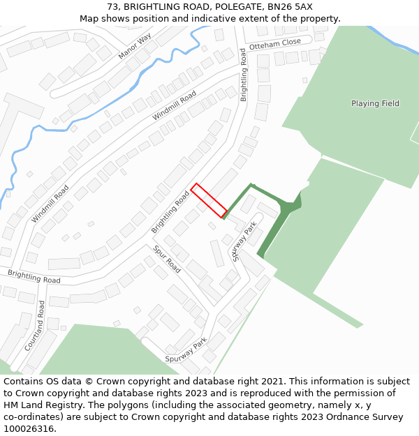 73, BRIGHTLING ROAD, POLEGATE, BN26 5AX: Location map and indicative extent of plot