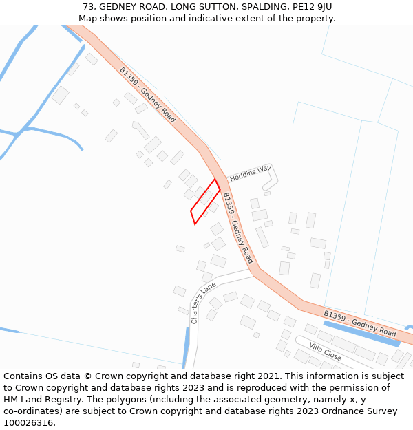 73, GEDNEY ROAD, LONG SUTTON, SPALDING, PE12 9JU: Location map and indicative extent of plot