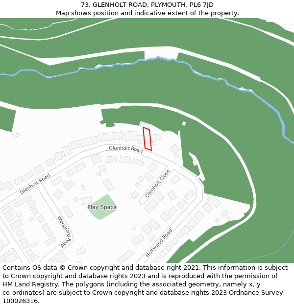 73, GLENHOLT ROAD, PLYMOUTH, PL6 7JD: Location map and indicative extent of plot