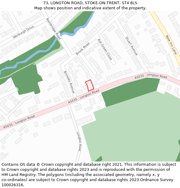 73, LONGTON ROAD, STOKE-ON-TRENT, ST4 8LS: Location map and indicative extent of plot