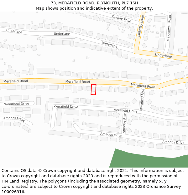 73, MERAFIELD ROAD, PLYMOUTH, PL7 1SH: Location map and indicative extent of plot