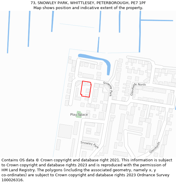 73, SNOWLEY PARK, WHITTLESEY, PETERBOROUGH, PE7 1PF: Location map and indicative extent of plot