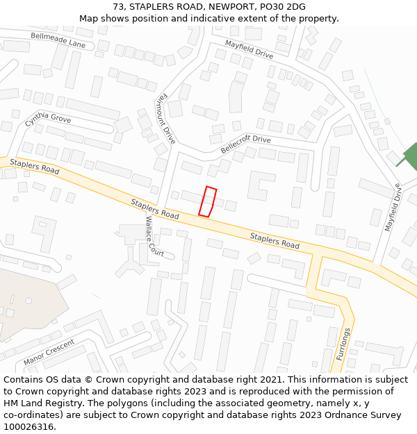 73, STAPLERS ROAD, NEWPORT, PO30 2DG: Location map and indicative extent of plot