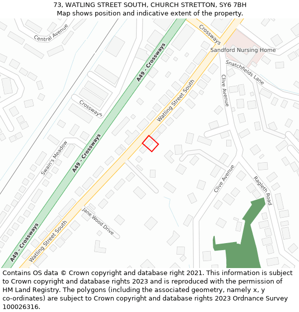 73, WATLING STREET SOUTH, CHURCH STRETTON, SY6 7BH: Location map and indicative extent of plot