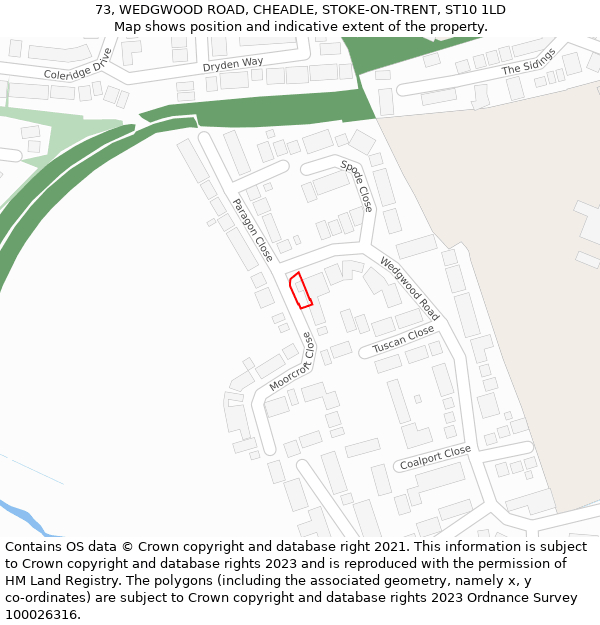 73, WEDGWOOD ROAD, CHEADLE, STOKE-ON-TRENT, ST10 1LD: Location map and indicative extent of plot