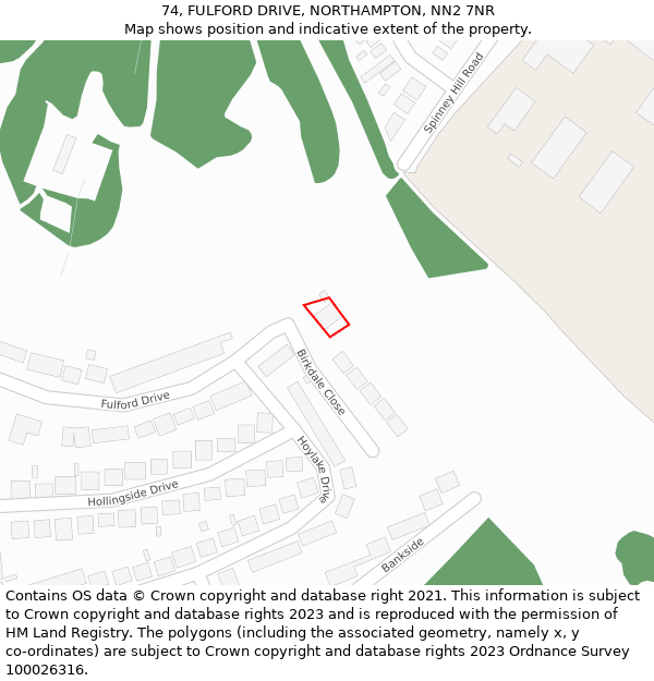 74, FULFORD DRIVE, NORTHAMPTON, NN2 7NR: Location map and indicative extent of plot