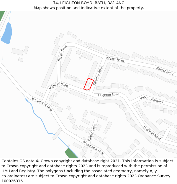 74, LEIGHTON ROAD, BATH, BA1 4NG: Location map and indicative extent of plot