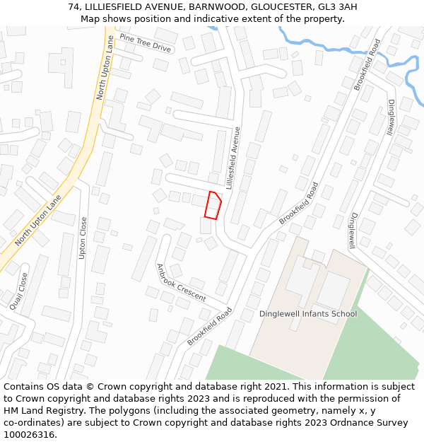 74, LILLIESFIELD AVENUE, BARNWOOD, GLOUCESTER, GL3 3AH: Location map and indicative extent of plot