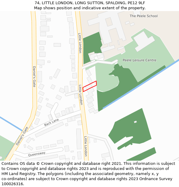 74, LITTLE LONDON, LONG SUTTON, SPALDING, PE12 9LF: Location map and indicative extent of plot