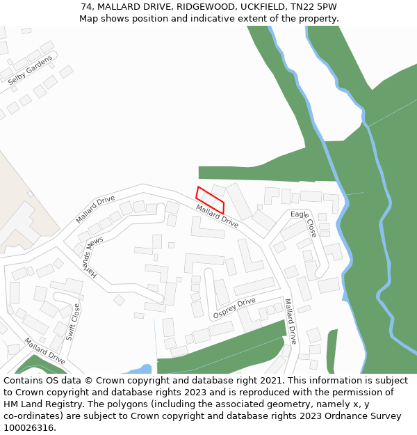74, MALLARD DRIVE, RIDGEWOOD, UCKFIELD, TN22 5PW: Location map and indicative extent of plot