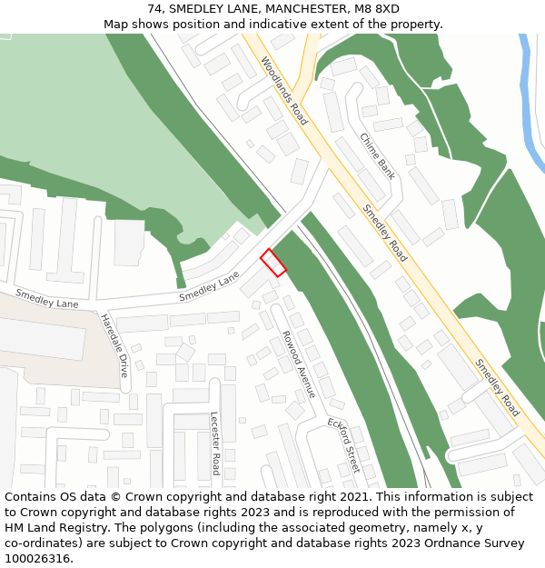 74, SMEDLEY LANE, MANCHESTER, M8 8XD: Location map and indicative extent of plot
